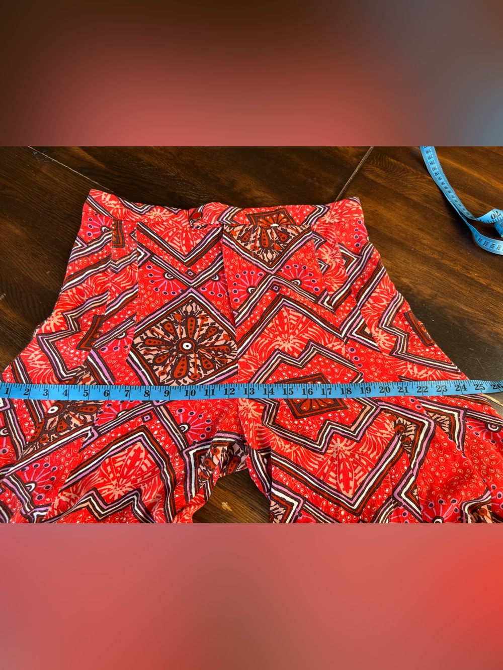 Anthropologie Bohemian Flowy Red Geometric Wide Leg Palazzo Pants Women’s 8 Art - Picture 7 of 15